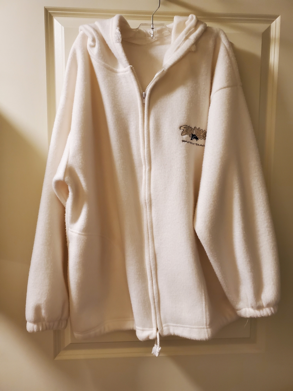 Source Unknown Cream Zip-Up Fleece Utility Jacket